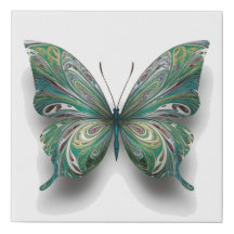 Green Butterfly Faux Canvas – Boho Art