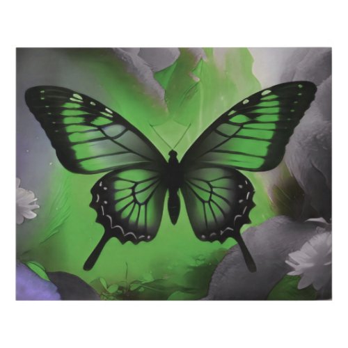 Green butterfly  faux canvas print