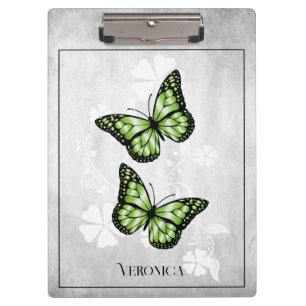 Green Butterfly Floral Clipboard