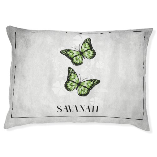 Green Butterfly Floral Dog Bed