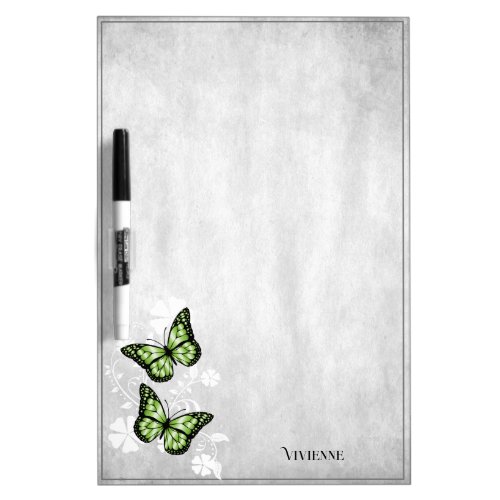 Green Butterfly Floral Dry Erase Board