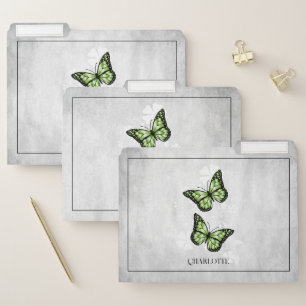 Green Butterfly Floral File Folder