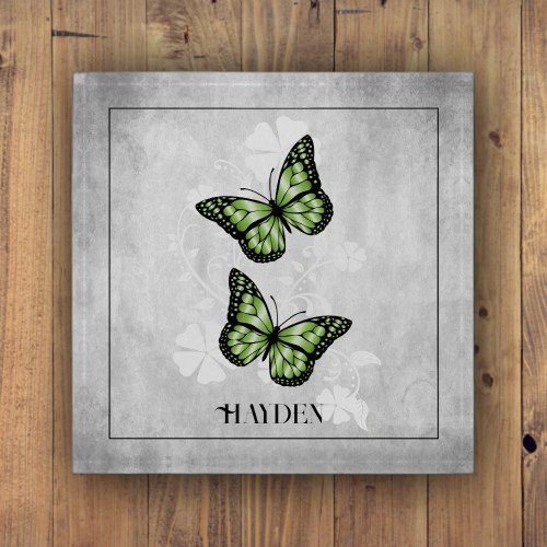 Green Butterfly Floral Paperweight