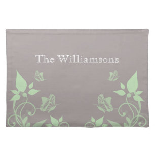 Green Butterfly Floral Placemat
