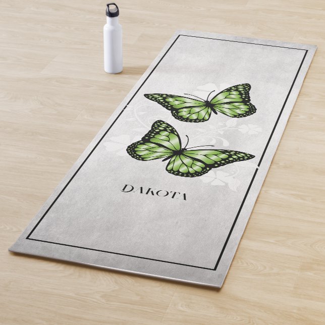 Green Butterfly Floral Yoga Mat (In Situ)