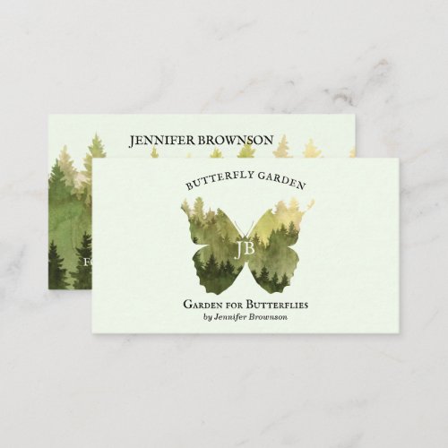 Green Butterfly garden ideas rustic Forest camping Business Card