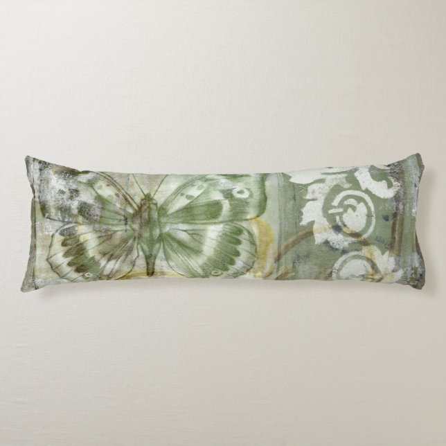 Green Butterfly Inset with Ironwork Gate Body Pillow (Front)
