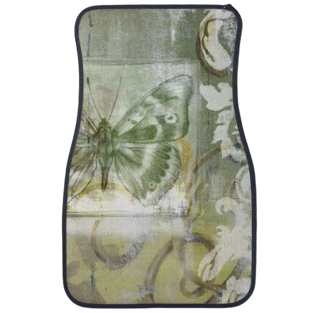 Green Butterfly Inset with Ironwork Gate Car Mat (Front)