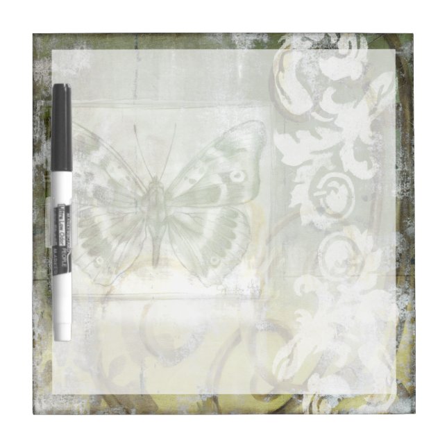 Green Butterfly Inset with Ironwork Gate Dry-Erase Board (Front)