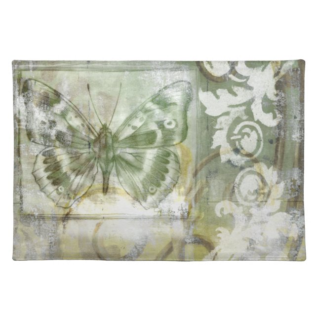 Green Butterfly Inset with Ironwork Gate Placemat (Front)
