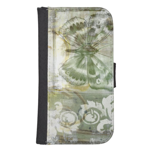 Green Butterfly Inset with Ironwork Gate Samsung Galaxy Wallet Case (Front)