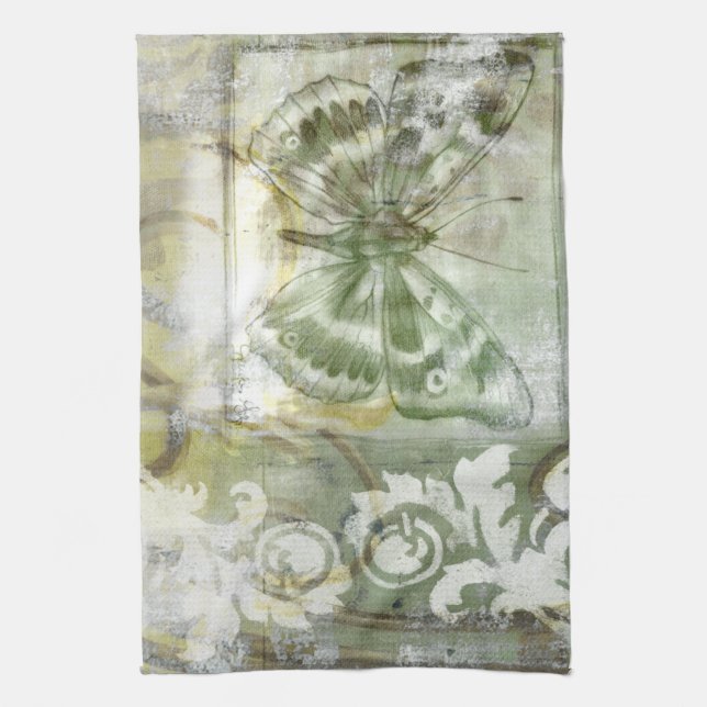 Green Butterfly Inset with Ironwork Gate Towel (Vertical)