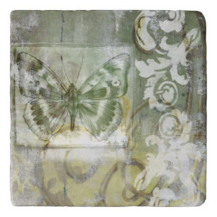 Green Butterfly Inset with Ironwork Gate Trivet