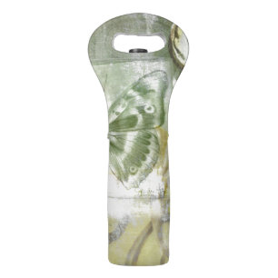 Green Butterfly Inset with Ironwork Gate Wine Bag