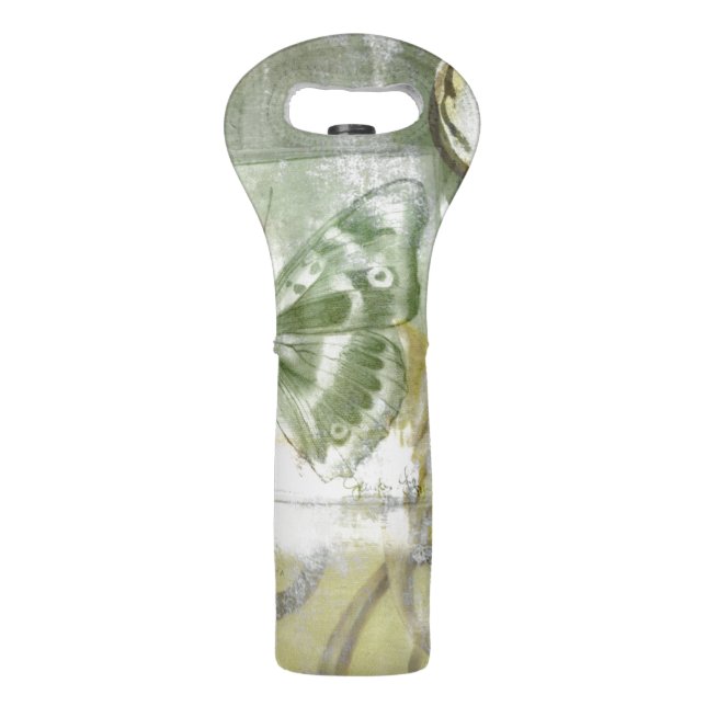 Green Butterfly Inset with Ironwork Gate Wine Bag (Back)