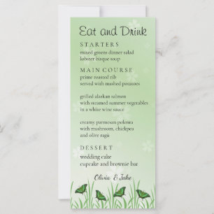 Green butterfly on light green - menu card