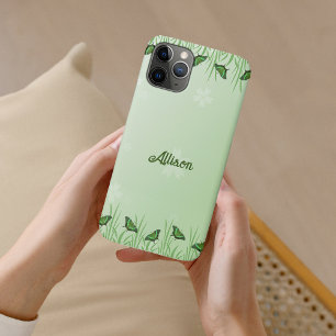 Green butterfly on light green - romantic iPhone 11 pro case