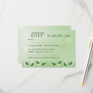 Green butterfly on light green  -  RSVP card