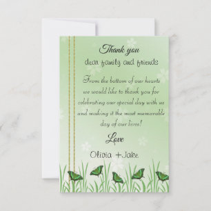 Green butterfly on light green - thank you card