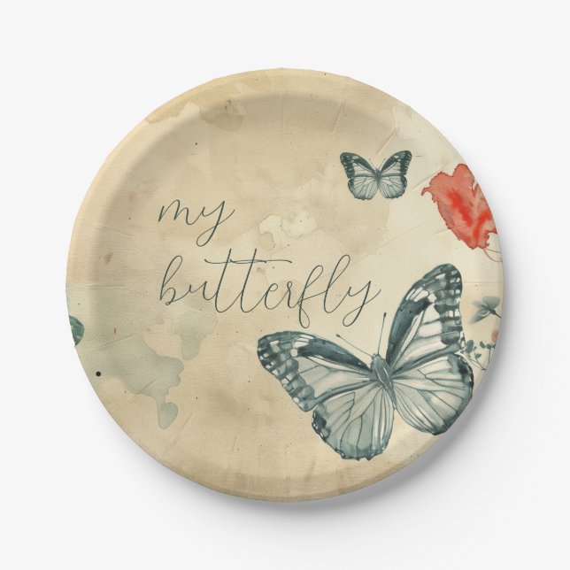 Green Butterfly Paper Plates (Front)