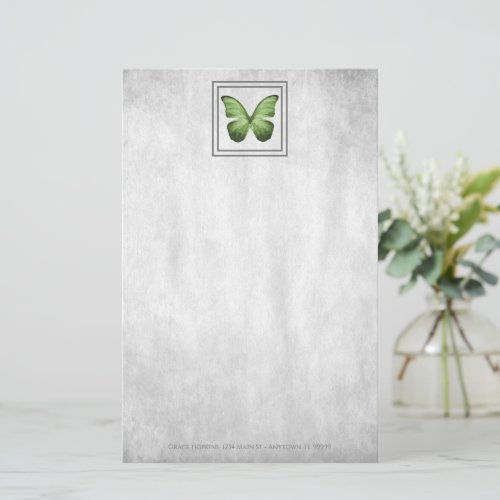 Green Butterfly Personalized Stationery