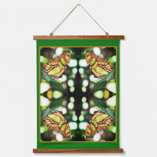 Green Butterfly Posing Abstract Hanging Tapestry
