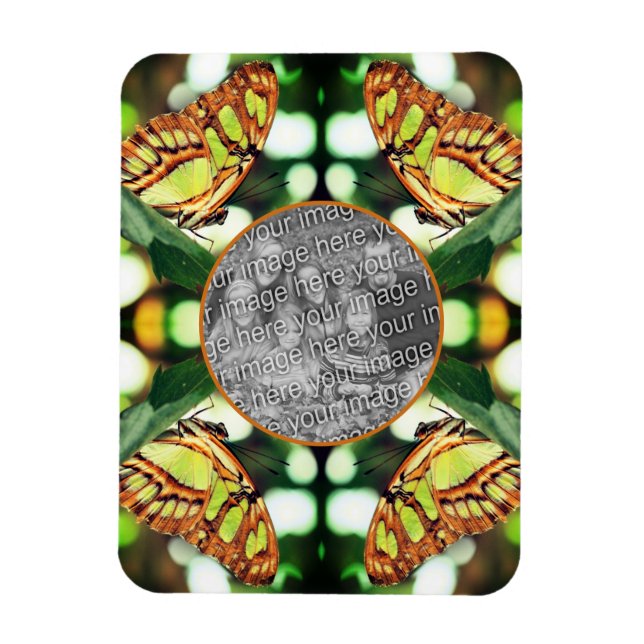 Green Butterfly Posing Frame Create Your Own Photo Magnet (Vertical)