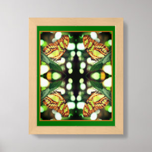 Green Butterfly Posing Nature Art Abstract Framed Art