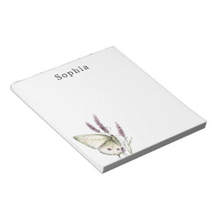 Green Butterfly Purple Floral Personalized Name Notepad