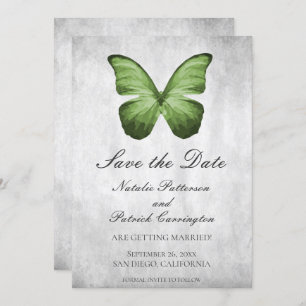 Green Butterfly Save the Date Invite