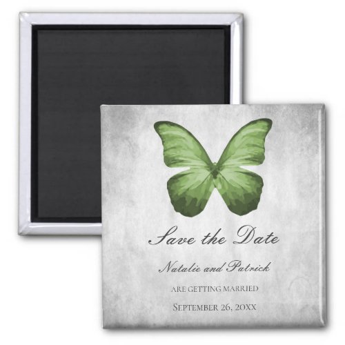 Green Butterfly Save the Date Magnet