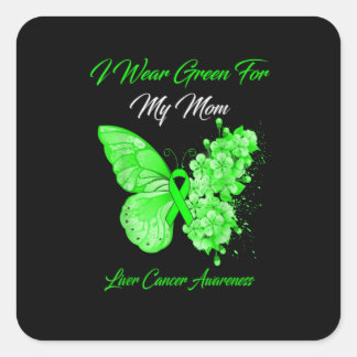 Green Butterfly Square Sticker