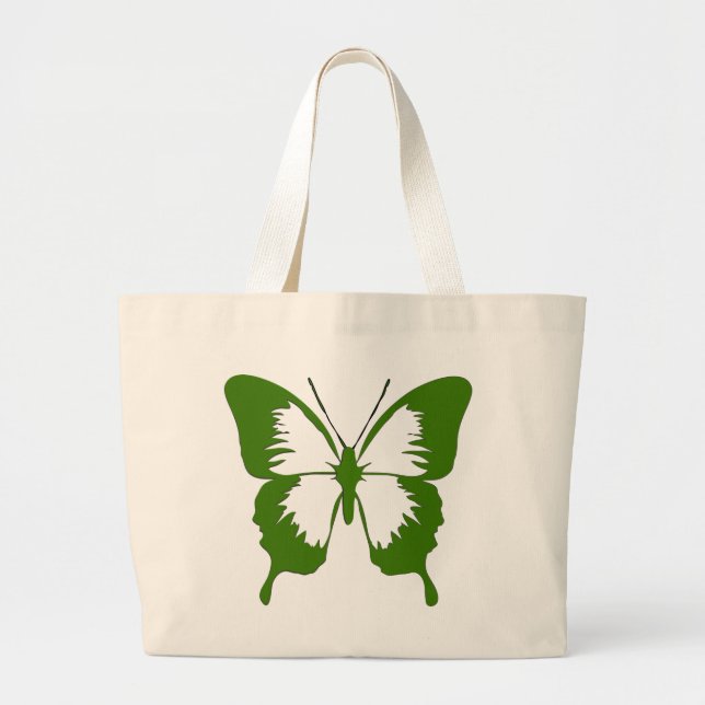 Green Butterfly Stencils Large Tote Bag (Front)