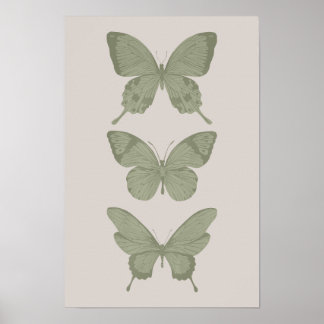 Green Butterfly Wall Art Sage Green Art Print