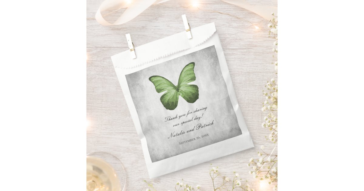 Green Butterfly Wedding Favor Bags Zazzle