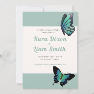 Green Butterfly Wedding Invitation