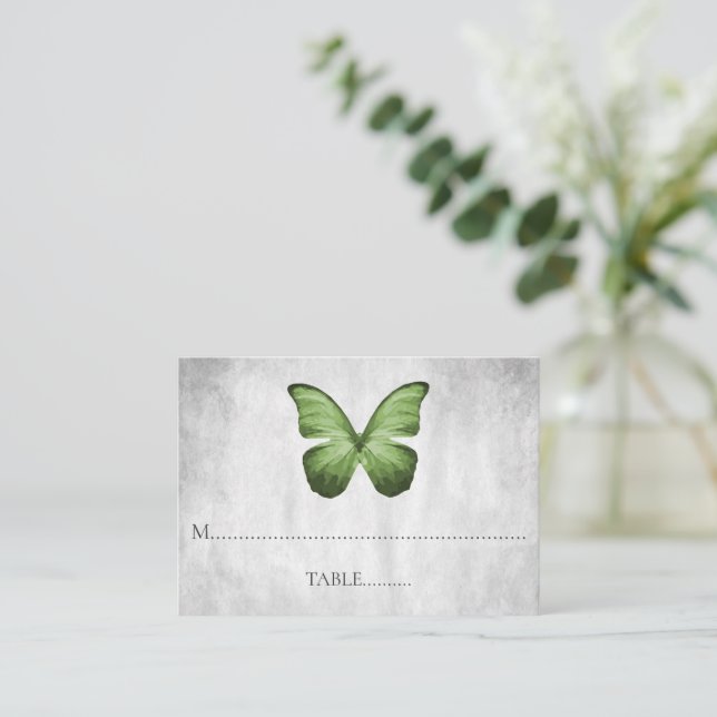 Green Butterfly Wedding Place Cards (Standing Front)