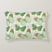 Green Butterfly White Floral Flower Blossom