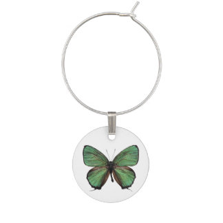 Green Butterfly Wine Glass Charm