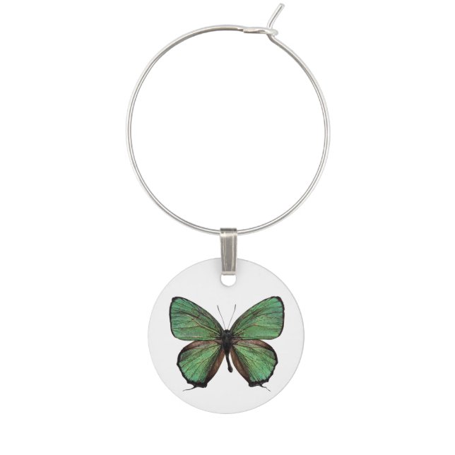 Green Butterfly Wine Glass Charm (Front)