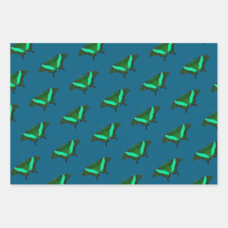 Green Butterfly Wrapping Paper Sheets