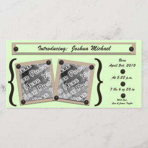 Green Buttons & Brackets Birth Announcement
