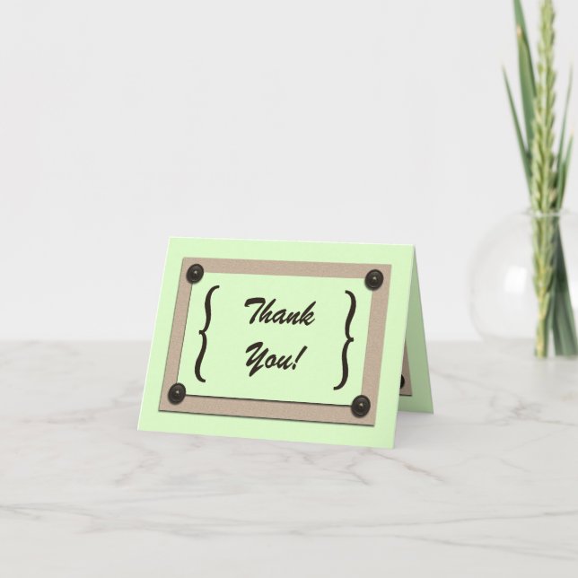 Green Buttons & Brackets Thank You Card (Front)