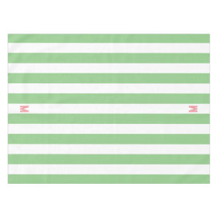 Green Cabana Stripe & Personalized Pink Monogram Tablecloth