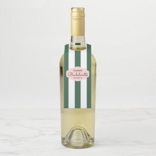 Green Cabana Stripes Bachelorette Party Favor Bottle Hanger Tag