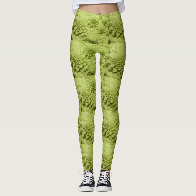 Green Cabbage Fractal Leggings (Front)
