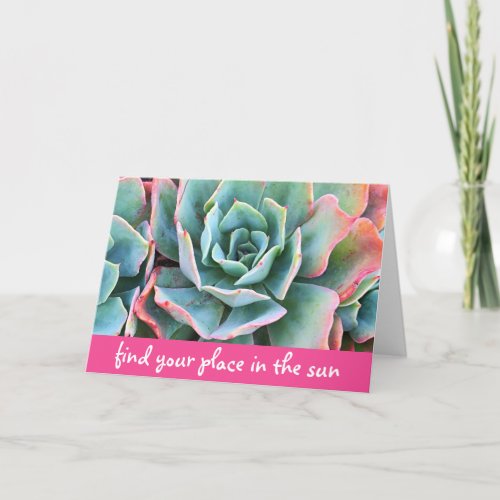 Green Cacti Photo Find Your Place In Sun Script Card