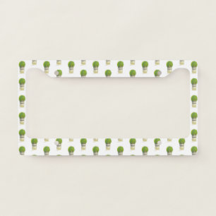 Green cactus Arizona desert watercolor Boho License Plate Frame