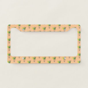 Green cactus Arizona desert watercolor Boho License Plate Frame