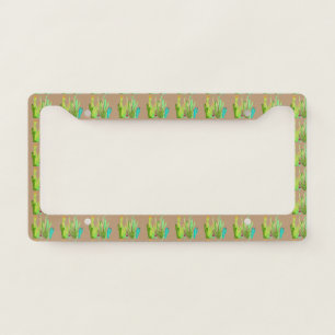 Green cactus Arizona desert watercolor Boho License Plate Frame